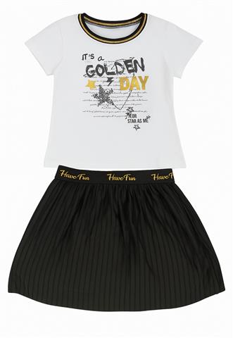 Conjunto  Have Fun Golden Branco/Preto