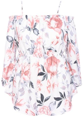 Blusa Hit of Blush Florida Branca/Marrom