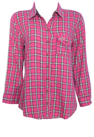 Camisa Hollister Xadrez Rosa