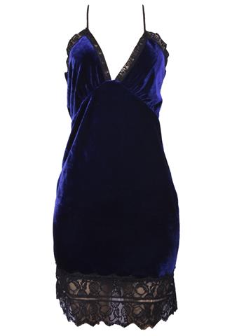 Vestido Iorane Veludo Azul/Preto