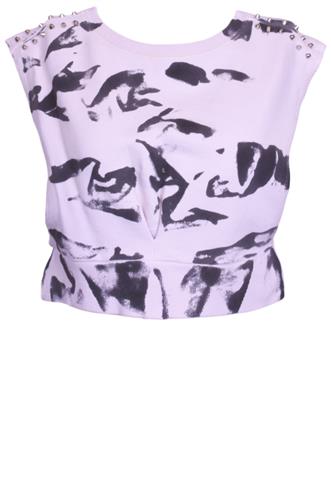 Cropped John John Tachas Rosa/Cinza