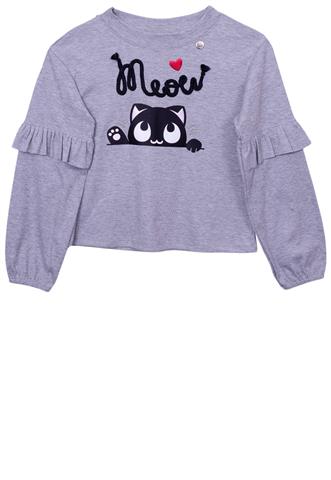 Blusa Kiki Xodó Meow Cinza