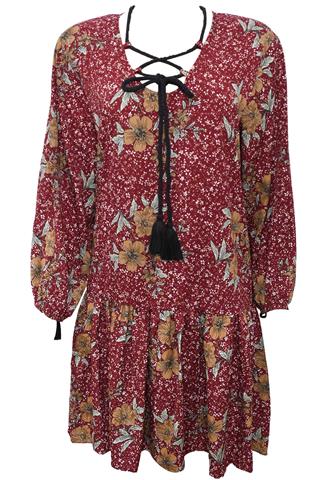 Vestido KWI Floral Bordô