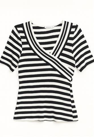 Blusa Le Lis Blanc Listras Preta/Branca
