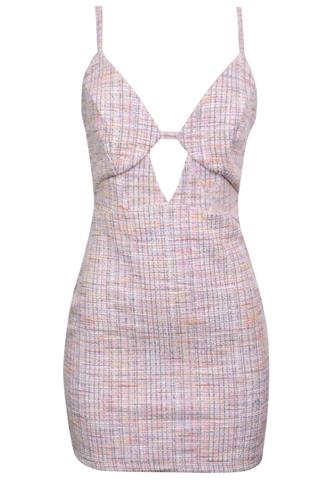 Vestido Labrava Tubinho Tweed Rosa