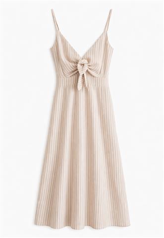 Vestido Lulu Collection Listras Bege/Branco