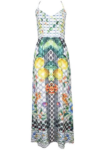 Vestido Longo Linda de Morrer Estampado Cinza