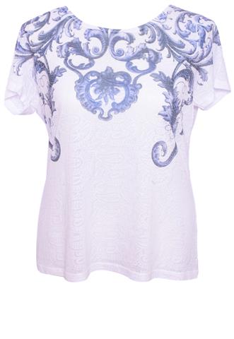 Blusa Luigi Bertolli Estampada Branca/Azul