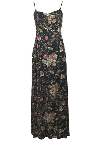 Vestido Longo Lizie Estampado Preto/Bege