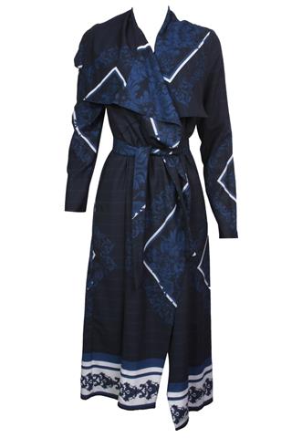 Kimono Lança Perfume Estampado Preto/Azul/Branco