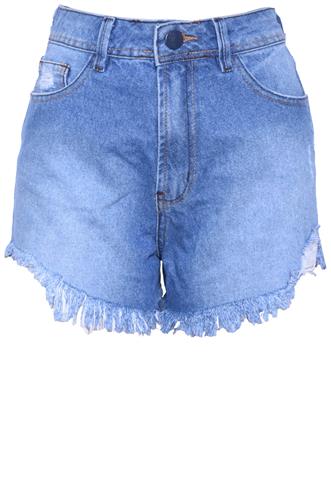 Short Lady Rock Desfiado Azul
