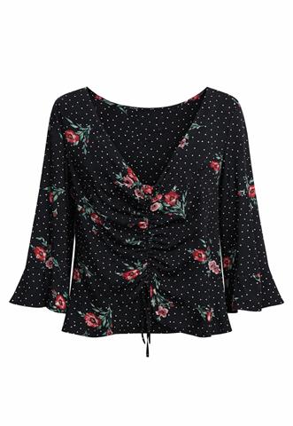 Blusa  Lily White Estampada Preta/Branca