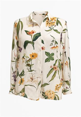 Camisa Lez a Lez Floral Bege