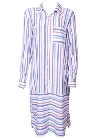 Vestido Marfinno Listras Branco/Azul