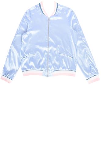 Jaqueta Bomber Mango Cetim Azul