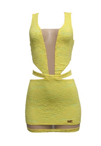 Vestido Maria Gueixa Tule Amarelo