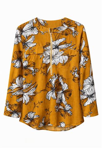 Blusa Marcia Mello Estampada Laranja/Branca