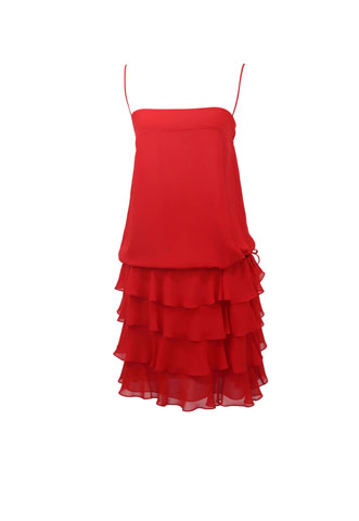 Vestido MOB Babados Vermelho