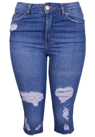 Calça Jeans Mob Curta Azul