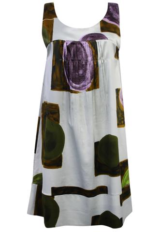 Vestido Mob Estampado Cinza/Verde/Roxo