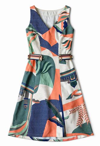 Vestido Morena Rosa Estampado Colorido