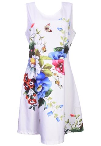 Vestido Miss Fashion Flores Branco