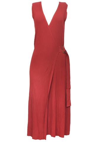 Vestido Massimo Dutti Canelado Vermelho