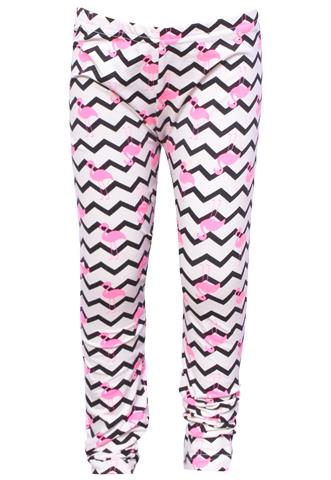 Legging Mundo Meu Flamingo Branca/Preto/Rosa