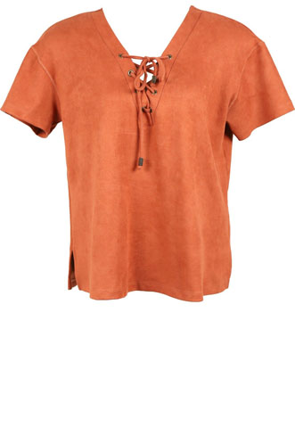 Blusa Mixed Suede Caramelo