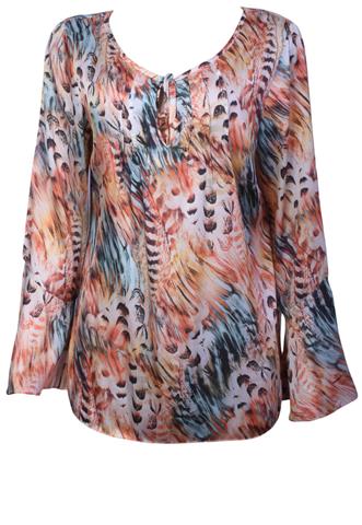 Blusa Nem Estampada Laranja/Azul/Bege