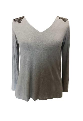 Blusa Pau à Pique Bordados Cinza