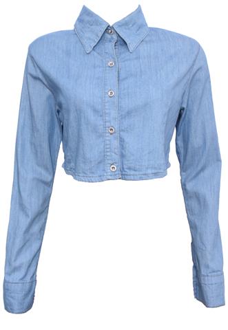 Camisa Jeans Planet Girls Cropped Azul