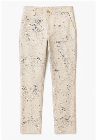 Calça Pink Poá Suede Branca/Preta