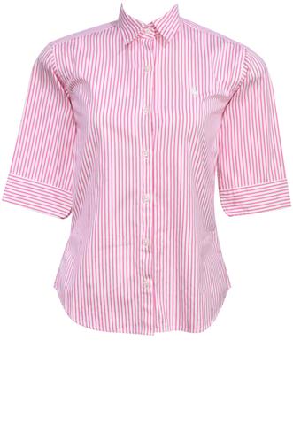 Camisa Ralph Lauren Listras Branca/Rosa
