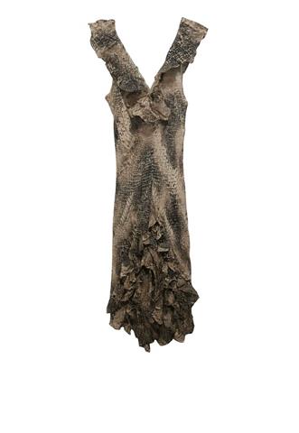 Vestido Ralph Lauren Babados Bege