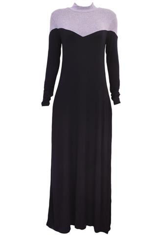 Vestido Rosana Camargo Longo Preto/Cinza