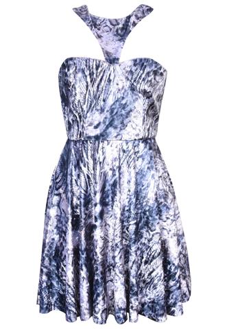 Vestido Ssang Bang Wool Veludo Cinza/Azul