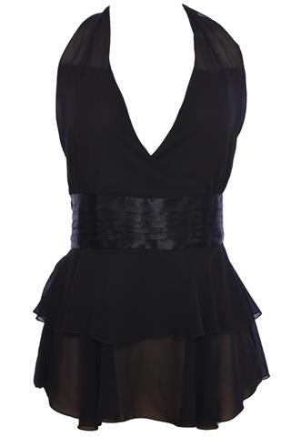 Blusa Frente Única Babado Preta