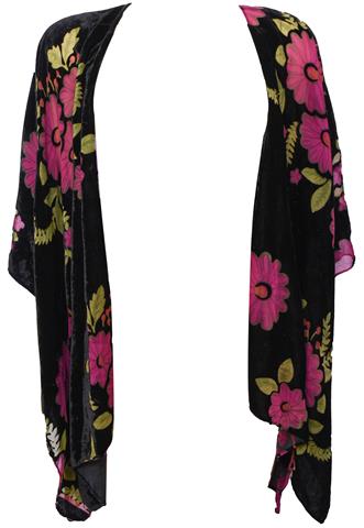 Kimono  Veludo Floral Preto