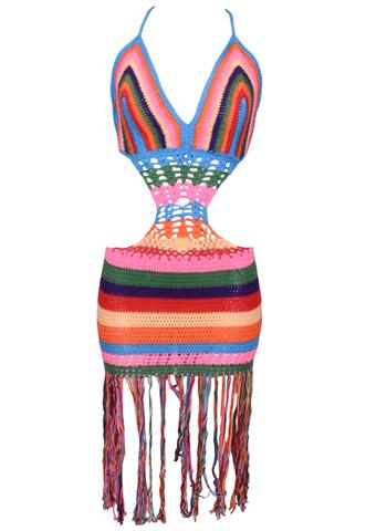 Vestido Tricô Colorido