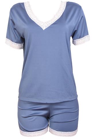 Pijama Renda Azul/Branco