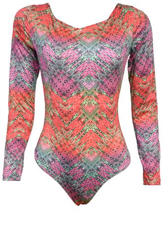 Body H&M Manga Longa Estampado Laranja