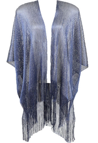 Kimono Sem Marca Lurex Azul/Prata