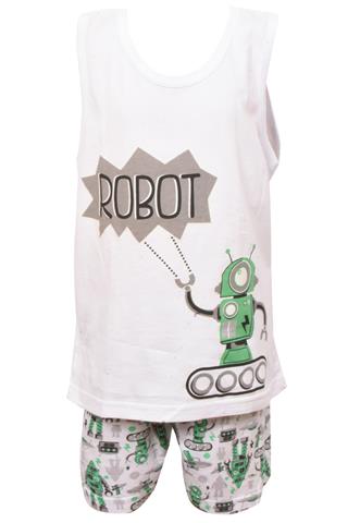Pijama Robot Branco/Verde