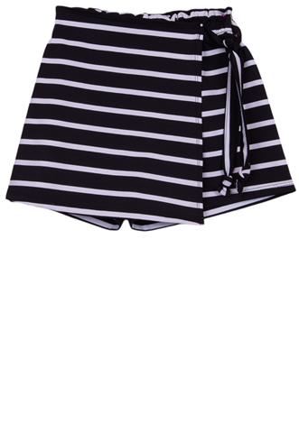 Short - Saia Listrado Preto/Branco