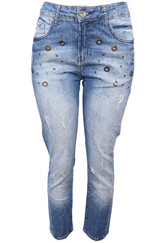 Calça Jeans Shoulder Ilhós Azul
