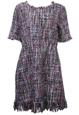 Vestido Shoulder Tweed Colorido