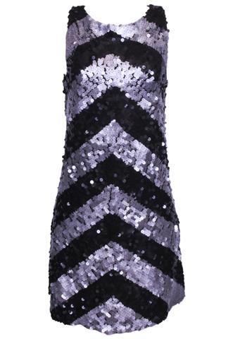 Vestido Studio 21 Paetê Preto/Cinza