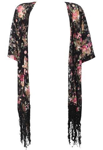 Kimono Sweet Rain Tule Preto