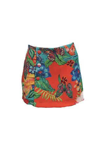 Short-Saia Say So Estampado Laranja/azul